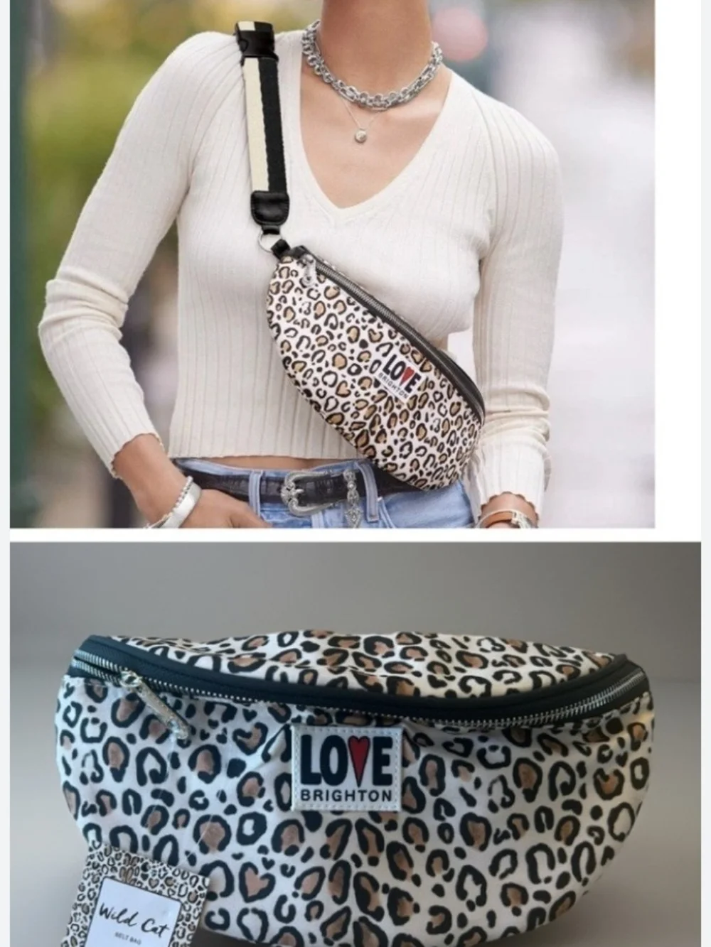 Brighton 'Love' Leopard Print Belt Bag - Beige/Cheetah
